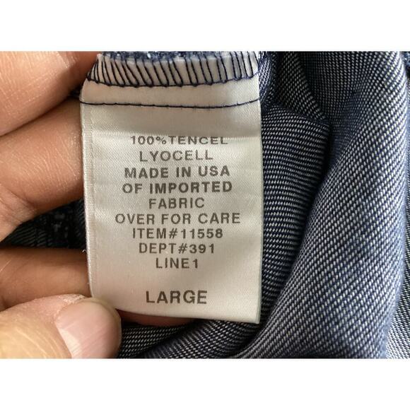 City Wear Lagenlook boxy top quarter sleeve V-neck Large blue - Picture 6 of 6